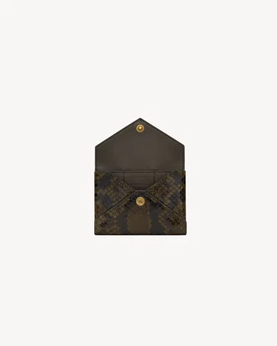 Saint Laurent Letter Card Case In Python In Green