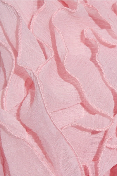 Shop Rosie Assoulin Morel Ruffled Gauze-trimmed Cotton Top