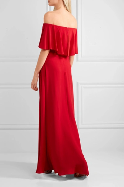 Shop Valentino Off-the-shoulder Silk-georgette Gown