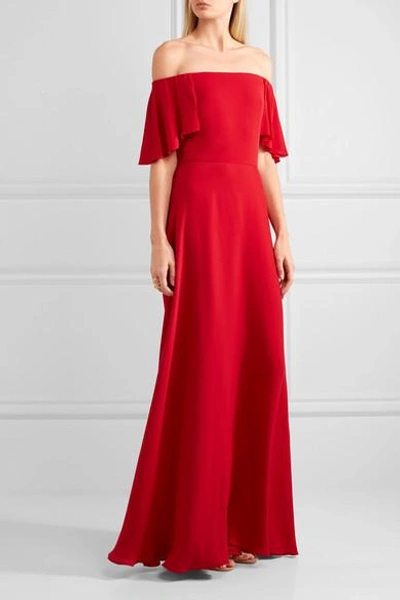 Shop Valentino Off-the-shoulder Silk-georgette Gown