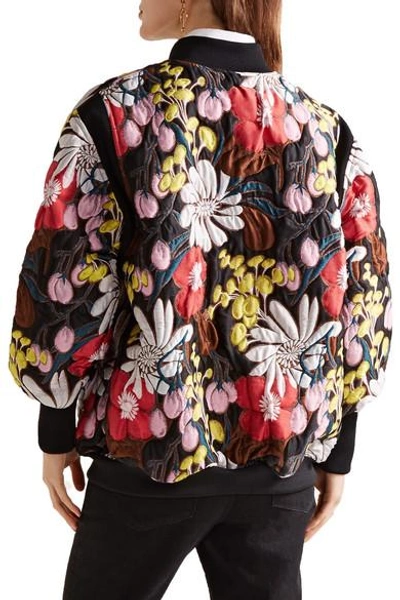 Shop Marni Oversized Floral-print Matelassé Bomber Jacket