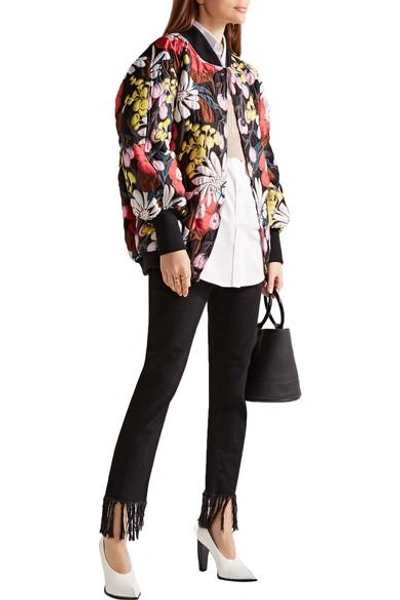 Shop Marni Oversized Floral-print Matelassé Bomber Jacket