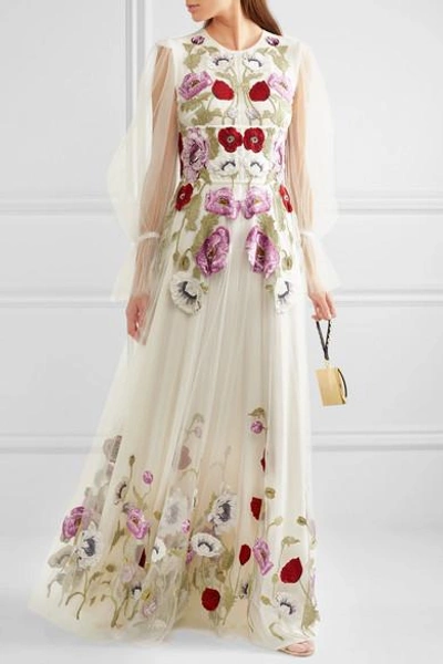 Shop Alexander Mcqueen Embroidered Tulle Gown