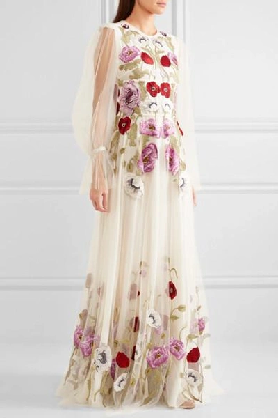 Shop Alexander Mcqueen Embroidered Tulle Gown