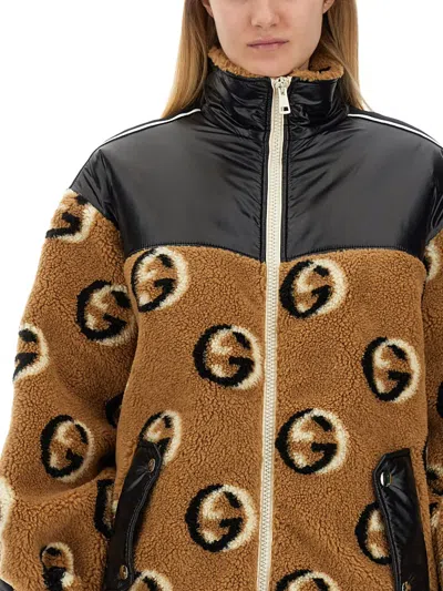 Gucci Oversized Jacket Featuring Contrast Panels In Brown