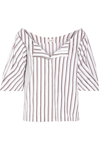 Isa Arfen Striped Cotton-poplin Top