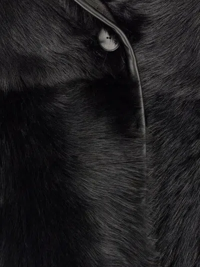 Drome Shearling-trim Shawl-collar Jacket In Black