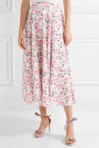 Shop Emilia Wickstead Eleanor Floral-print Cloqué Midi Skirt