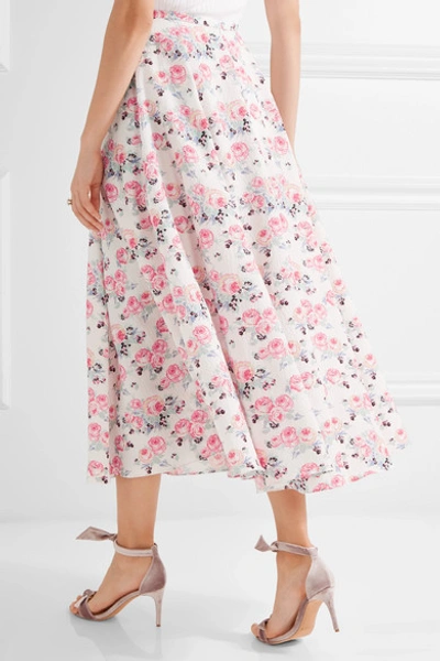 Shop Emilia Wickstead Eleanor Floral-print Cloqué Midi Skirt