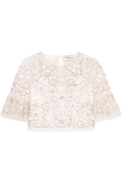 Shop Needle & Thread Rosette Embellished Embroidered Tulle Top