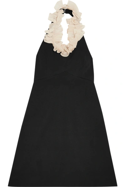 Isa Arfen Shrimpton Ruffled Silk-blend Organza And Cotton-crepe Mini Dress In Black White