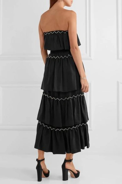 Shop Sonia Rykiel Strapless Tiered Embellished Crepe Maxi Dress