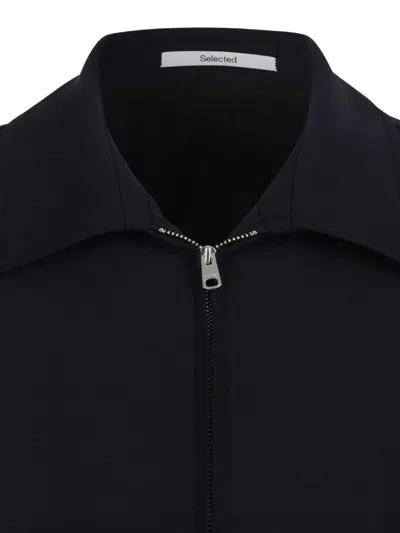 Selected Zip-up Collared Jacket In Black