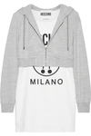 MOSCHINO Hooded printed stretch-cotton and jersey mini dress