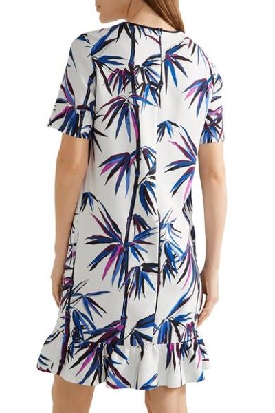 Shop Emilio Pucci Ruffle-trimmed Printed Satin-twill Dress