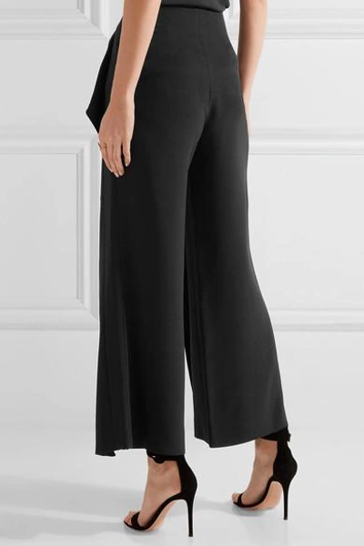 Shop Roland Mouret Caldwell Cropped Layered Stretch-crepe Wide-leg Pants