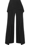 ROLAND MOURET Caldwell cropped layered stretch-crepe wide-leg pants