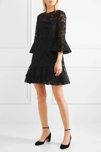 Shop Valentino Ruffled Cotton-blend Guipure Lace Mini Dress