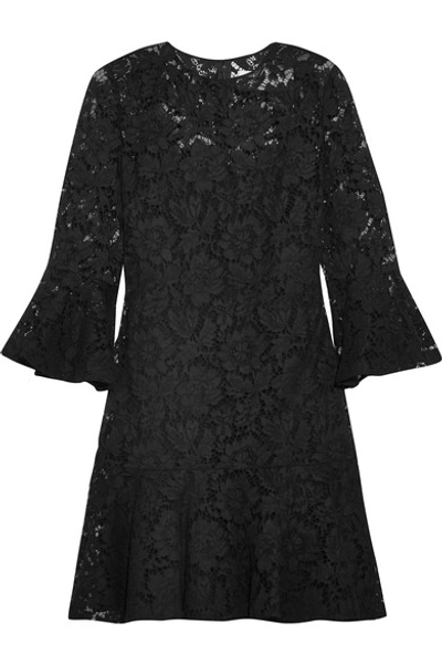 Shop Valentino Ruffled Cotton-blend Guipure Lace Mini Dress