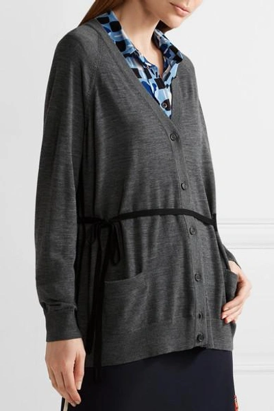 Shop Prada Belted Wool Cardigan