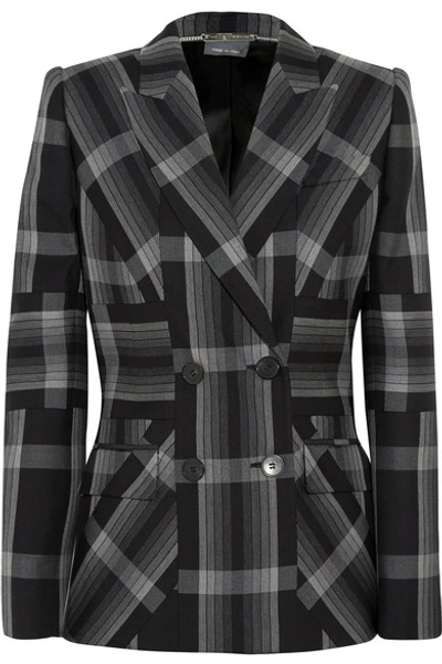 Shop Alexander Mcqueen Checked Silk And Wool-blend Blazer