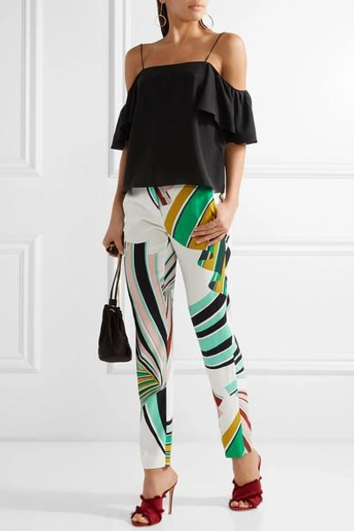 Shop Emilio Pucci Printed Stretch-twill Skinny Pants