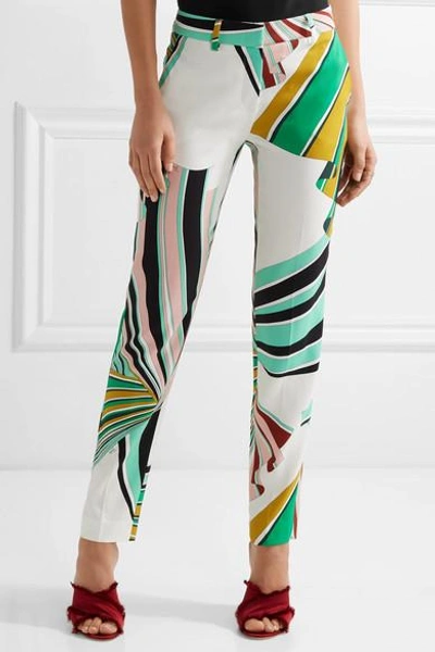 Shop Emilio Pucci Printed Stretch-twill Skinny Pants