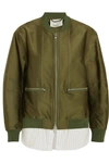 3.1 Phillip Lim / フィリップ リム Satin And Striped Poplin Bomber Jacket In Everglade