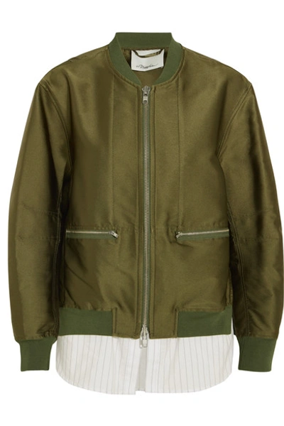 3.1 Phillip Lim Satin And Striped Poplin Bomber Jacket