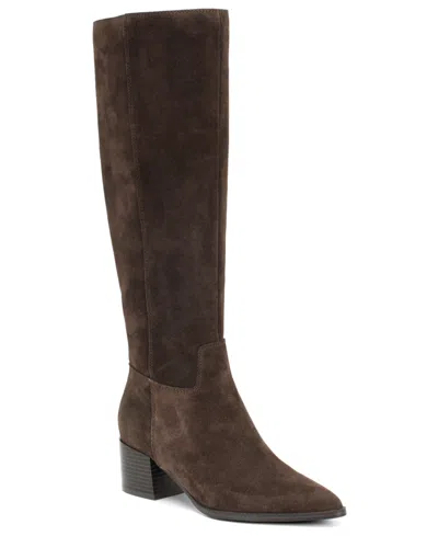 Nine West Bridgit Boot In Dark Brown Suede