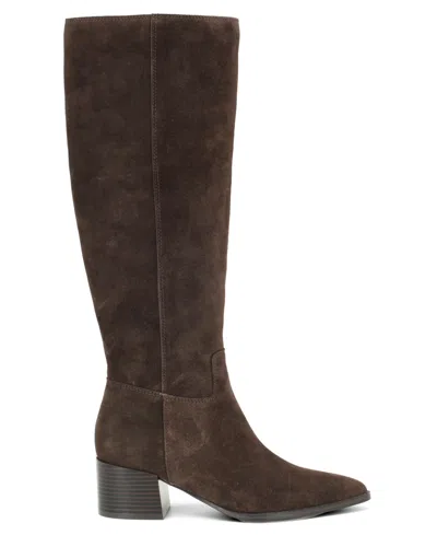Nine West Bridgit Boot In Dark Brown Suede