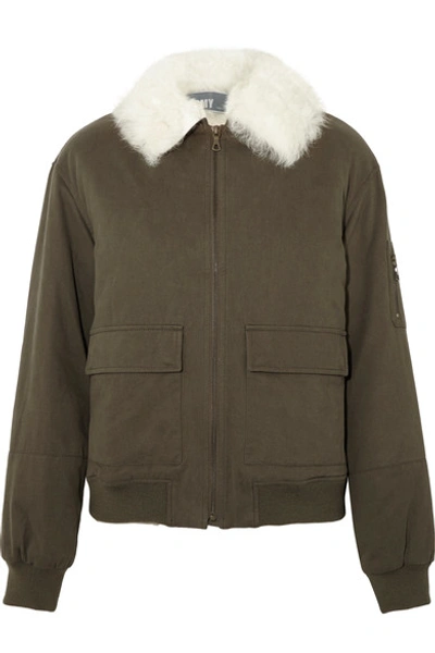 Yves Salomon Shearling-trimmed Cotton-twill Bomber Jacket