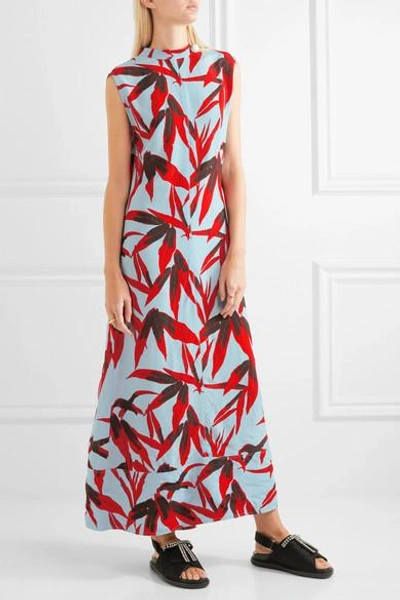 Shop Marni Open-back Printed Crepe Maxi Dress