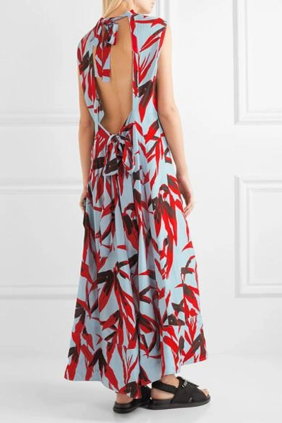 Shop Marni Open-back Printed Crepe Maxi Dress