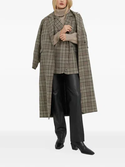 Herskind Wanda Check-pattern Double-breasted Coat In Gray