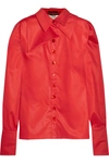 RONALD VAN DER KEMP Oversized silk-trimmed cotton-sateen shirt