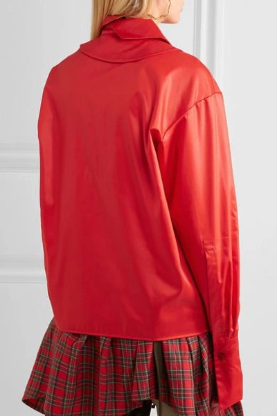 Shop Ronald Van Der Kemp Oversized Silk-trimmed Cotton-sateen Shirt