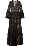 ZUHAIR MURAD Tiered silk-blend lace gown
