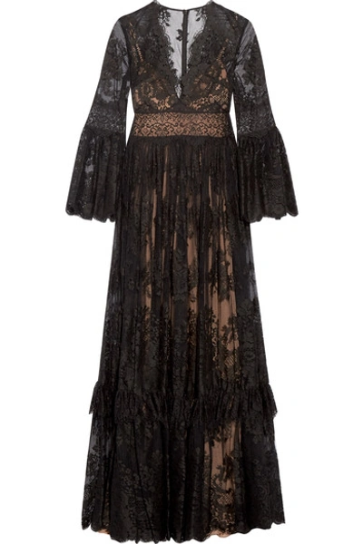 Zuhair Murad Tiered Silk-blend Lace Gown