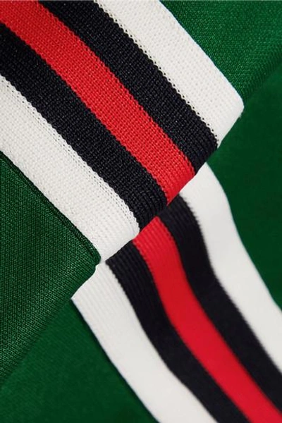 Shop Gucci Striped Jersey Leggings In Dark Green