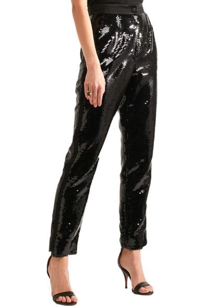Shop Dolce & Gabbana Sequined Satin Tapered Pants