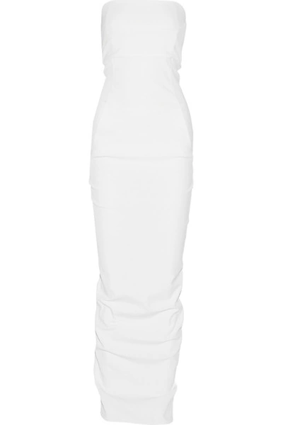 Rick Owens Woman Strapless Split-back Stretch-cotton Gown Off-white