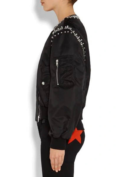 Shop Givenchy Crystal-embellished Shell Bomber Jacket