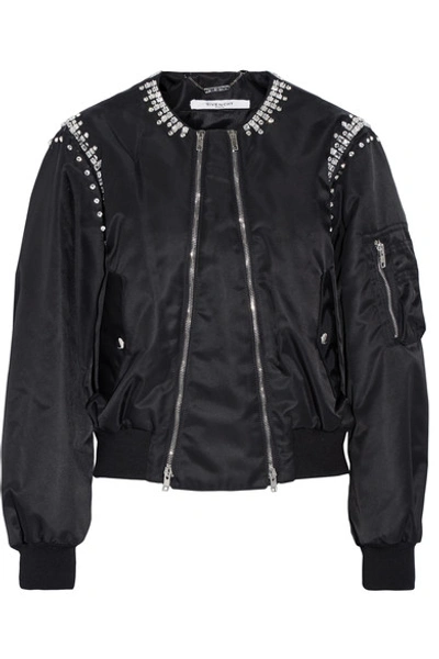 Shop Givenchy Crystal-embellished Shell Bomber Jacket