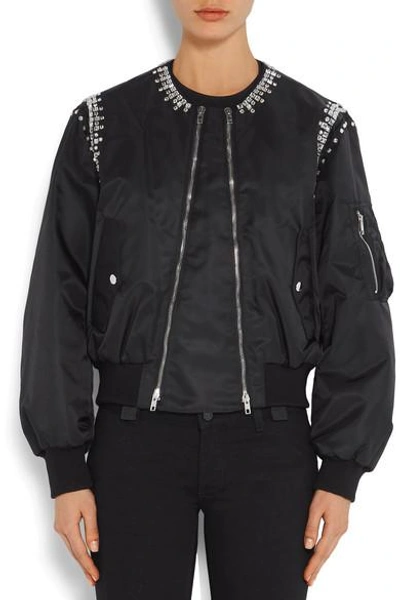 Shop Givenchy Crystal-embellished Shell Bomber Jacket