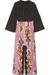 ANNA SUI Hearts Garland twill and silk and cotton-blend jacquard maxi dress