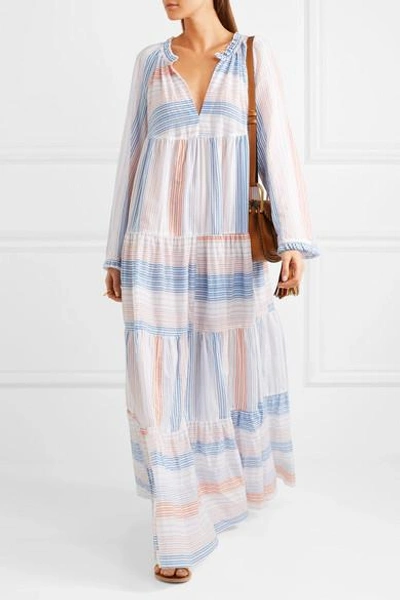 Shop Stella Mccartney Tiered Striped Cotton-blend Maxi Dress