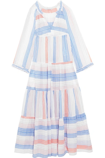 Shop Stella Mccartney Tiered Striped Cotton-blend Maxi Dress