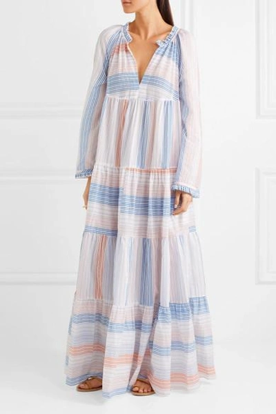 Shop Stella Mccartney Tiered Striped Cotton-blend Maxi Dress
