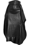  Ruffled faux leather midi skirt